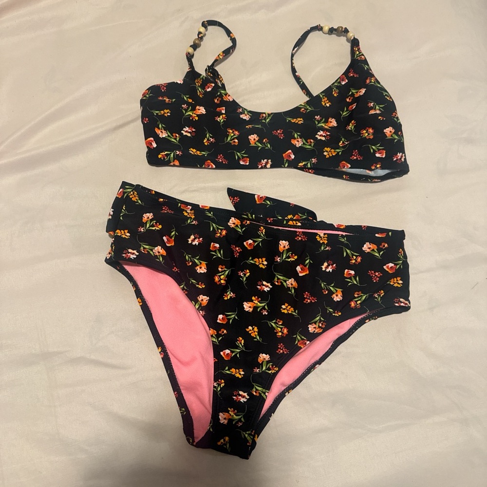 Floral Black Bikini Set